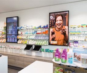 BD Rowa Vmotion son pantallas de estantes virtuales para farmacia.