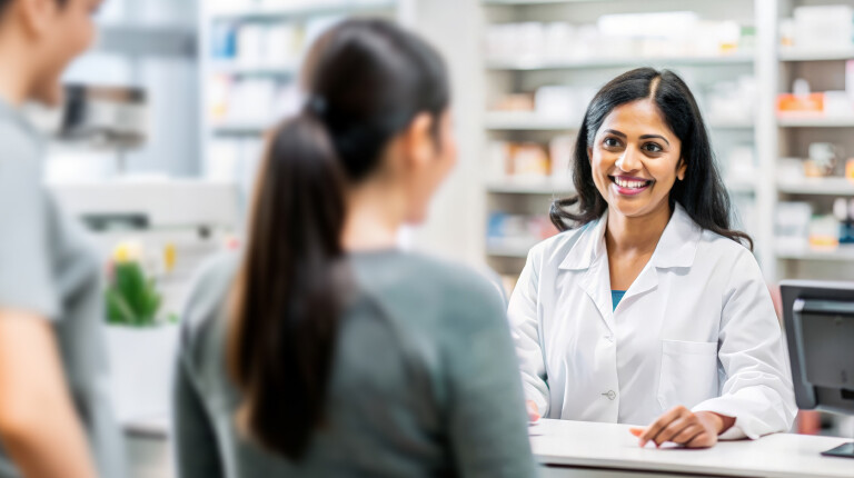 Indian women in pharmacy consulting