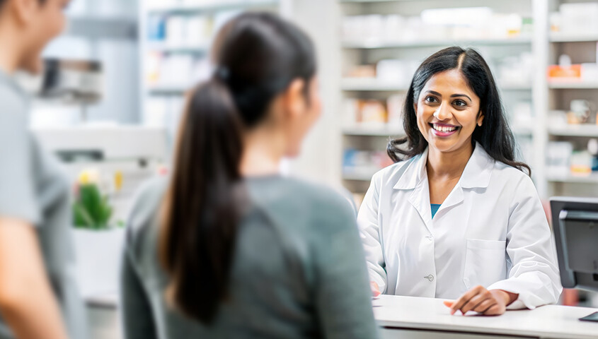 Indian women in pharmacy consulting